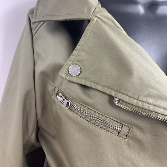 Mia Melon Women's Moto Asymmetrical Zip Up Hooded Lined Rain Jacket Size L NWT - Picture 6 of 16